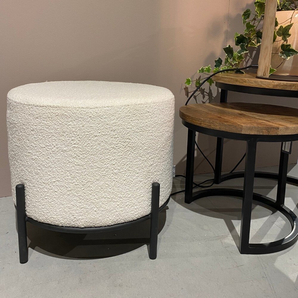 Bild von RINGO-Living Hocker Healani in Elfenbein aus Stoff 410x460mm