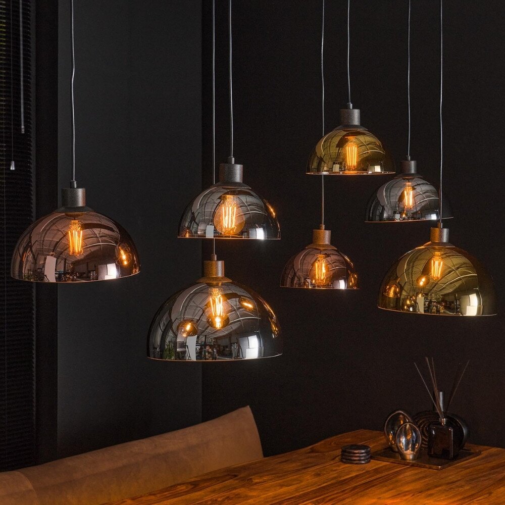 Bild von famlights in Mehrfarbig und Altsilber 7-flammig Dekorativ Vintage EILA E27 Glas Wohnzimmer Esszimmer | 7-flammig
