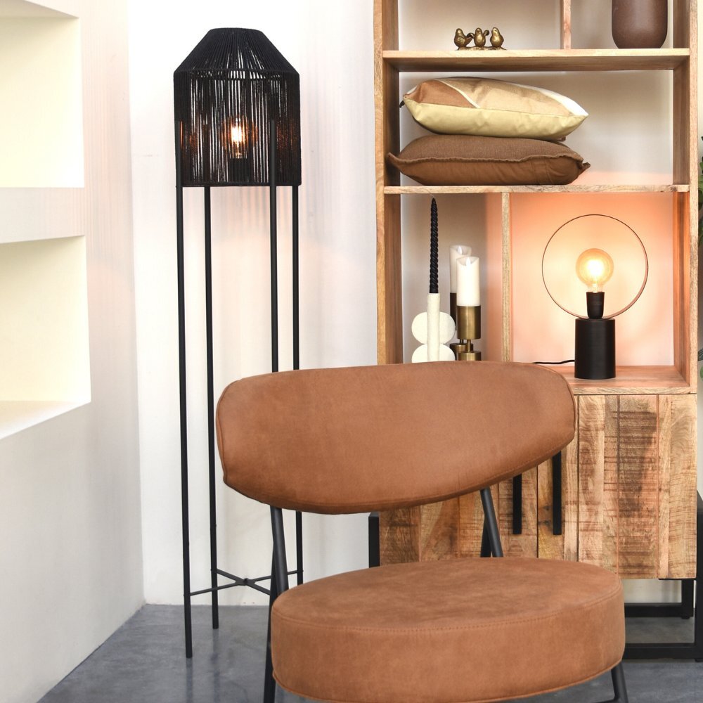 Bild von famlights in Schwarz aus Dekorativ industrielle HJÖRDIS E27 Jute Wohnzimmer Esszimmer | 1-flammig