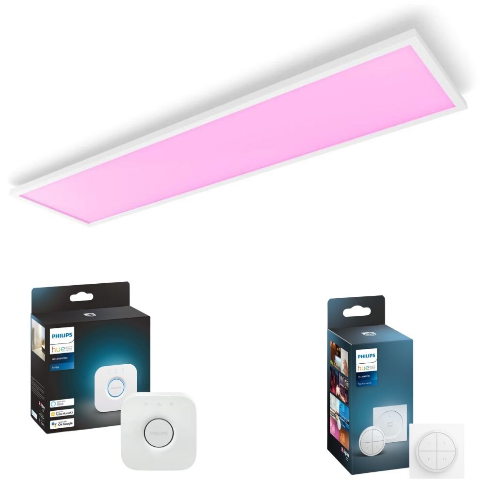 Bild von Philips Hue Bluetooth White & Color Ambiance Panel Surimu in Weiß 60W 4150lm rechteckig inkl. Bridge und Tap Dial Schalter