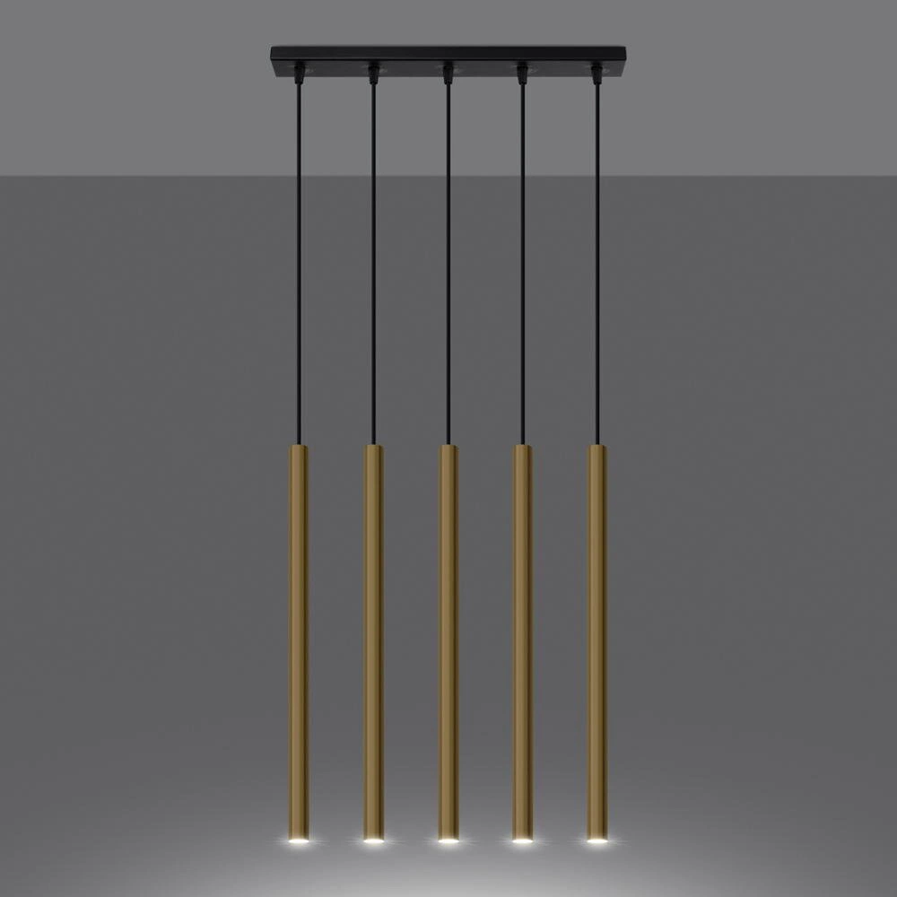 Bild von famlights | Pendelleuchte Paola in Gold und Schwarz G9 5-flammig
