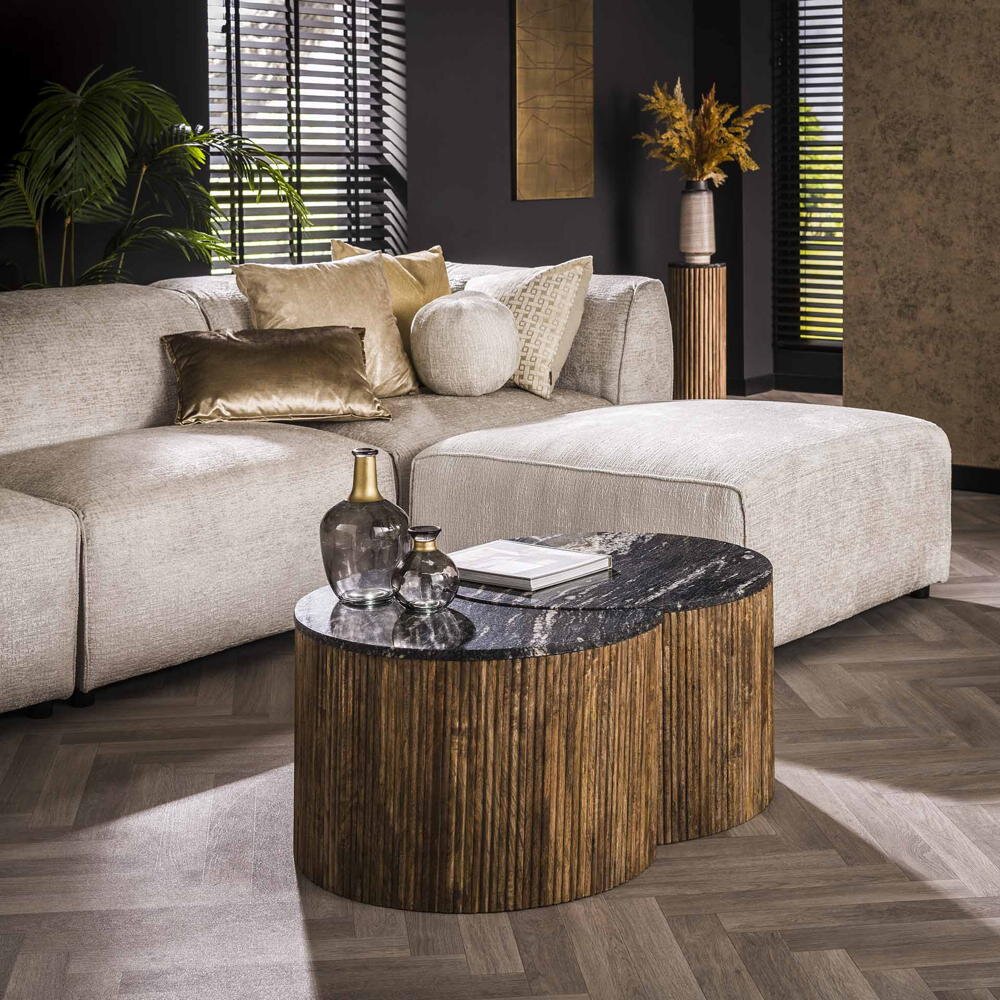 Bild von Ringo-Living Couchtisch Caio in Marmor und Natur 2er Set