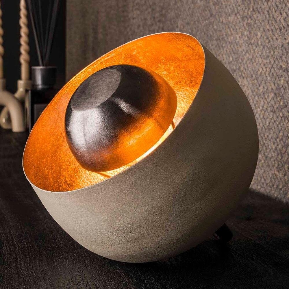 Bild von famlights | Tischleuchte Eleni in Grau und Gold E27 220mm