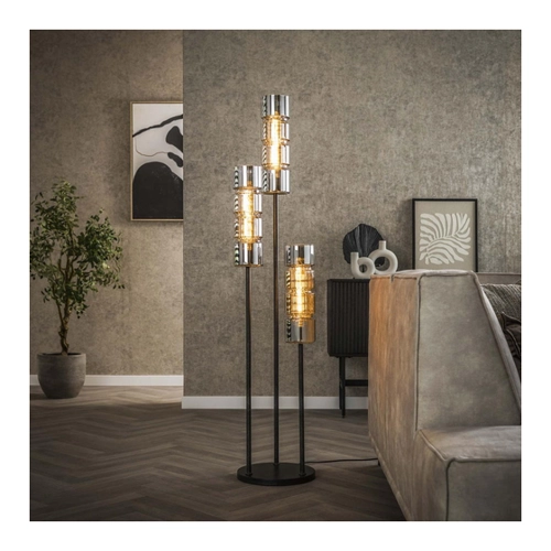 Bild von famlights Stehlampe Belina – Eleganz in Chrom und Schwarz