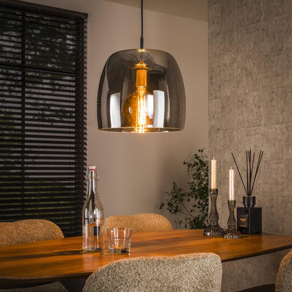 Bild von famlights | Pendelleuchte Dina in Schwarz-transparent und Schwarz E27