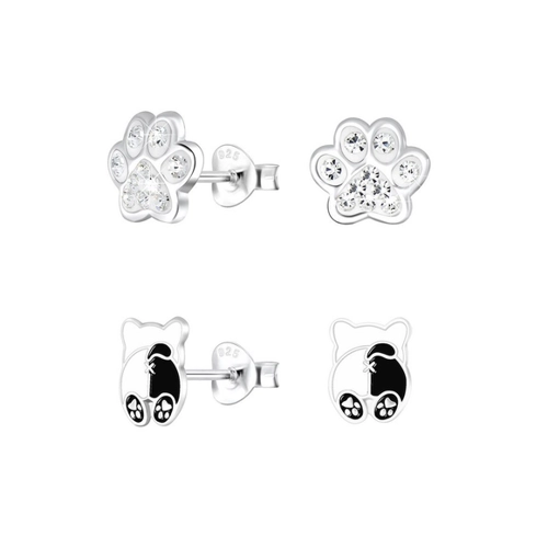 Bild von Order & Smile Schmuck Ohrstecker-Set 2er Set Ohrringe Silber 925 Ohrstecker Hund & Pfote