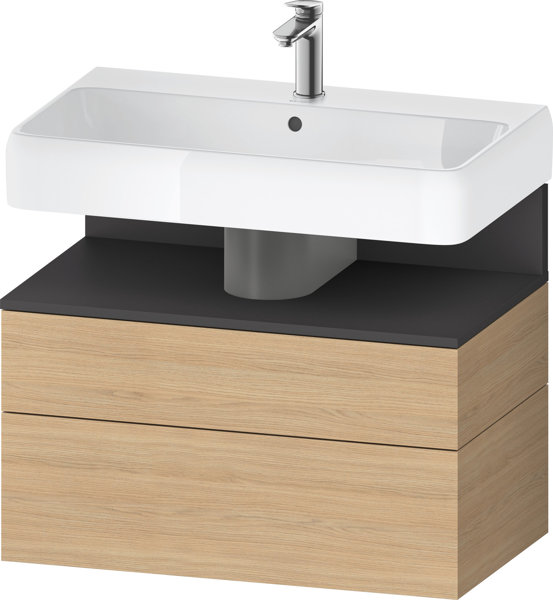 Bild von Duravit Qatego Waschtischunterbau, 1 Auszug und 1 Schublade, 790x470x590mm, Nische Graphit Matt, QA4394049, Farbe: Eiche Natur