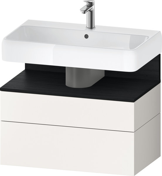 Bild von Duravit Qatego Waschtischunterbau, 1 Auszug und 1 Schublade, 790x470x590mm, Nische Eiche Schwarz, QA4394016, Farbe: Weiß Supermatt