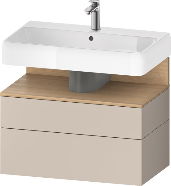 Bild von Duravit Qatego Waschtischunterbau, 1 Auszug und 1 Schublade, 790x470x590mm, Nische Eiche Natur, QA4394030, Farbe: Taupe Matt