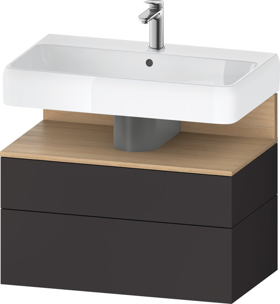 Bild von Duravit Qatego Waschtischunterbau, 1 Auszug und 1 Schublade, 790x470x590mm, Nische Eiche Natur, QA4394030, Farbe: graphit supermatt