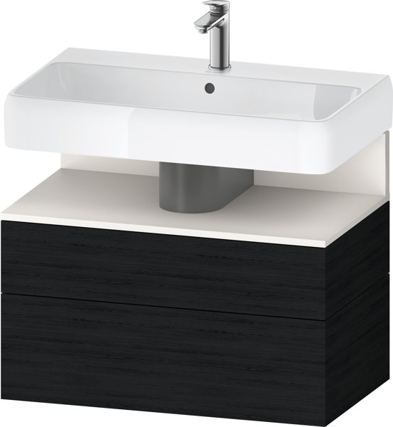 Bild von Duravit Qatego Waschtischunterbau, 1 Auszug und 1 Schublade, 790x470x590mm, Nische Weiß Supermatt, QA4394084, Farbe: Eiche Schwarz