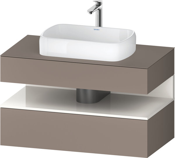 Bild von Duravit Qatego Konsolenwaschtischunterbau, 1 Auszug, 1 Schubkasten, Ausschnitt mittig, 1000x550x600mm, Nische Weiß Hochglanz, QA4731022, Farbe: Basalt Matt