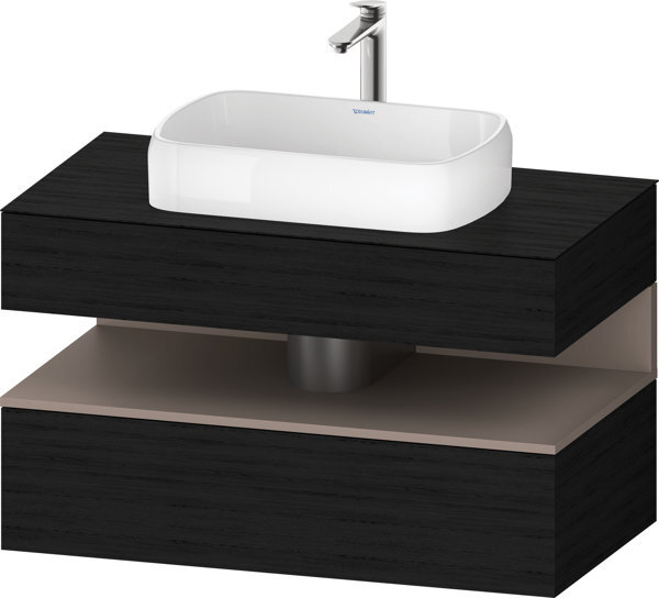 Bild von Duravit Qatego Konsolenwaschtischunterbau, 1 Auszug, 1 Schubkasten, Ausschnitt mittig, 1000x550x600mm, Nische Basalt Matt, QA4731043, Farbe: Eiche Schwarz