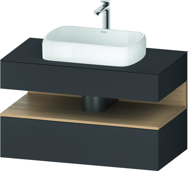 Bild von Duravit Qatego Konsolenwaschtischunterbau, 1 Auszug, 1 Schubkasten, Ausschnitt mittig, 1000x550x600mm, Nische Eiche Natur, QA4731030, Farbe: Graphit matt