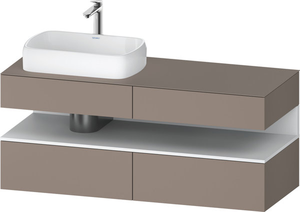 Bild von Duravit Qatego Konsolenwaschtischunterbau, 2 Auszüge, 2 Schubkästen, Ausschnitt links, 1400x550x600mm, Nische Weiß Matt, QA4765018, Farbe: Basalt Matt