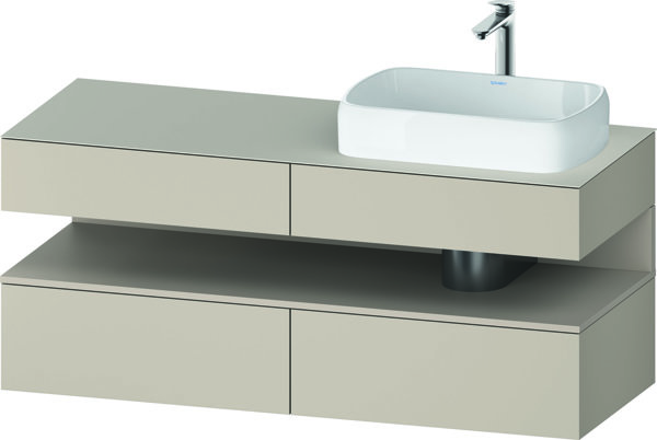 Bild von Duravit Qatego Konsolenwaschtischunterbau, 2 Auszüge, 2 Schubkästen, Ausschnitt rechts, 1400x550x600mm, Nische Taupe Matt, QA4766091, Farbe: taupe supermatt