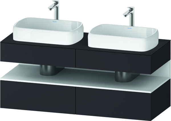 Bild von Duravit Qatego Konsolenwaschtischunterbau, 2 Auszüge, 2 Schubkästen, 2 Ausschnitte, 1400x550x600mm, Nische Weiß Matt, QA4767018, Farbe: graphit supermatt