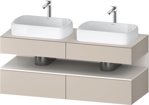 Bild von Duravit Qatego Konsolenwaschtischunterbau, 2 Auszüge, 2 Schubkästen, 2 Ausschnitte, 1400x550x600mm, Nische Weiß Supermatt, QA4767084, Farbe: Taupe Matt