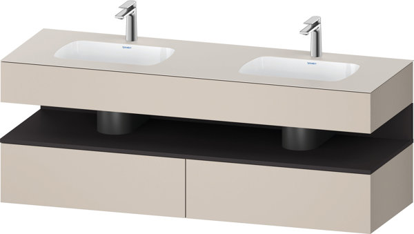 Bild von Duravit Qatego Einbauwaschtisch mit Konsolenwaschtischunterbau, 1600x550x600mm, Nische Graphit Supermatt, Doppelwaschtisch, QA4797080, Farbe: Taupe Matt