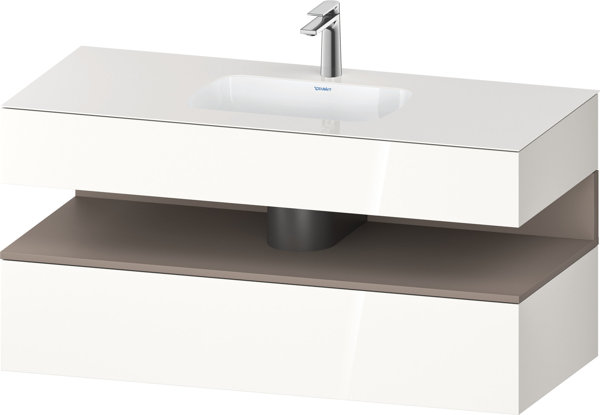 Bild von Duravit Qatego Einbauwaschtisch mit Konsolenwaschtischunterbau, 1200x550x600mm, Nische Basalt Matt, QA4787043, Farbe: Weiß Hochglanz/mit Nischenbeleuchtung