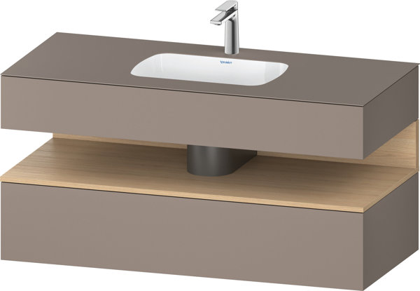 Bild von Duravit Qatego Einbauwaschtisch mit Konsolenwaschtischunterbau, 1200x550x600mm, Nische Eiche Natur, QA4787030, Farbe: Basalt Matt/mit Nischenbeleuchtung