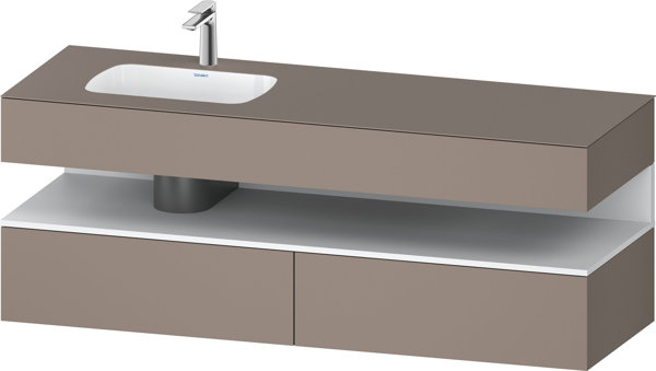 Bild von Duravit Qatego Einbauwaschtisch mit Konsolenwaschtischunterbau, 1600x550x600mm, Nische Weiß Matt, Becken links, QA4795018, Farbe: Basalt Matt/mit Nischenbeleuchtung