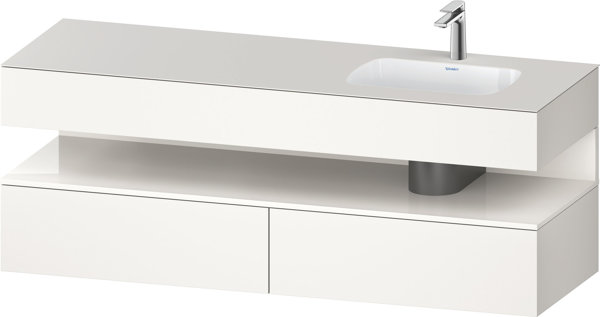 Bild von Duravit Qatego Einbauwaschtisch mit Konsolenwaschtischunterbau, 1600x550x600mm, Nische Weiß Hochglanz, Becken rechts, QA4796022, Farbe: Weiß Supermatt/mit Nischenbeleuchtung