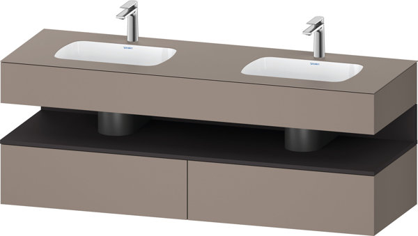 Bild von Duravit Qatego Einbauwaschtisch mit Konsolenwaschtischunterbau, 1600x550x600mm, Nische Graphit Supermatt, Doppelwaschtisch, QA4797080, Farbe: Basalt Matt/mit Nischenbeleuchtung
