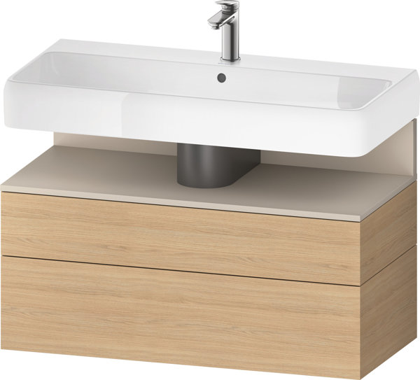 Bild von Duravit Qatego Waschtischunterbau, 1 Auszug und 1 Schublade, 990x470x590mm, Nische Taupe Supermatt, QA4395083, Farbe: Eiche Natur