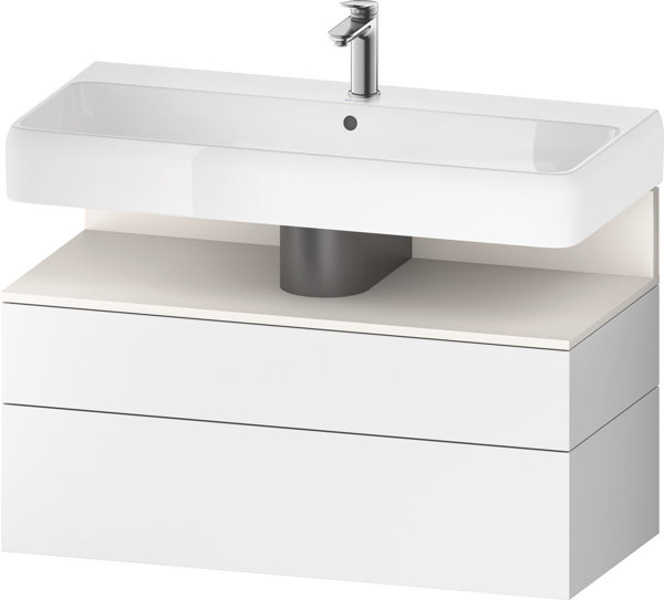 Bild von Duravit Qatego Waschtischunterbau, 1 Auszug und 1 Schublade, 990x470x590mm, Nische Weiß Supermatt, QA4395084, Farbe: Weiß Matt