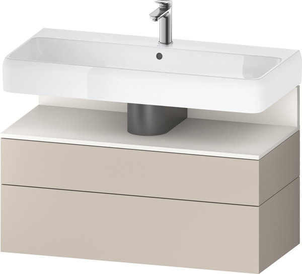 Bild von Duravit Qatego Waschtischunterbau, 1 Auszug und 1 Schublade, 990x470x590mm, Nische Weiß Supermatt, QA4395084, Farbe: Taupe Matt