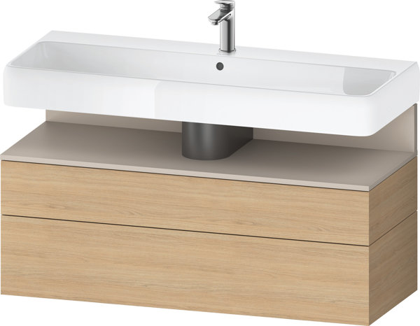 Bild von Duravit Qatego Waschtischunterbau, 1 Auszug und 1 Schublade, 1190x470x590mm, Nische Taupe Matt, QA4396091, Farbe: Eiche Natur