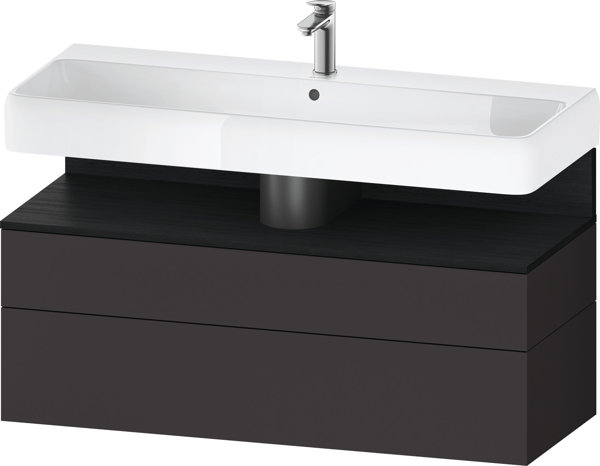 Bild von Duravit Qatego Waschtischunterbau, 1 Auszug und 1 Schublade, 1190x470x590mm, Nische Eiche Schwarz, QA4396016, Farbe: graphit supermatt
