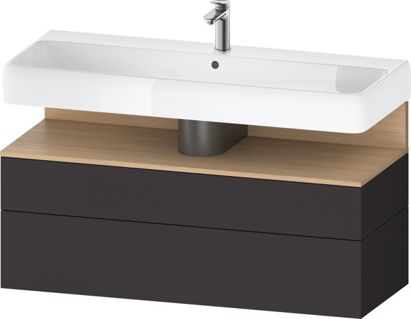 Bild von Duravit Qatego Waschtischunterbau, 1 Auszug und 1 Schublade, 1190x470x590mm, Nische Eiche Natur, QA4396030, Farbe: graphit supermatt