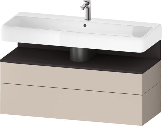 Bild von Duravit Qatego Waschtischunterbau, 1 Auszug und 1 Schublade, 1190x470x590mm, Nische Graphit Supermatt, QA4396080, Farbe: Taupe Matt