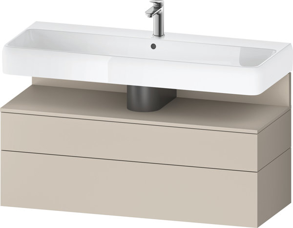 Bild von Duravit Qatego Waschtischunterbau, 1 Auszug und 1 Schublade, 1190x470x590mm, Nische Taupe Supermatt, QA4396083, Farbe: Taupe Supermatt/mit Nischenbeleuchtung