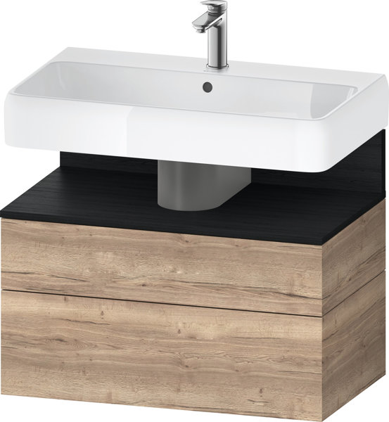 Bild von Duravit Qatego Waschtischunterbau, 1 Auszug und 1 Schublade, 790x470x590mm, Nische Eiche Schwarz, QA4394016, Farbe: Eiche Marmoriert/mit Nischenbeleuchtung