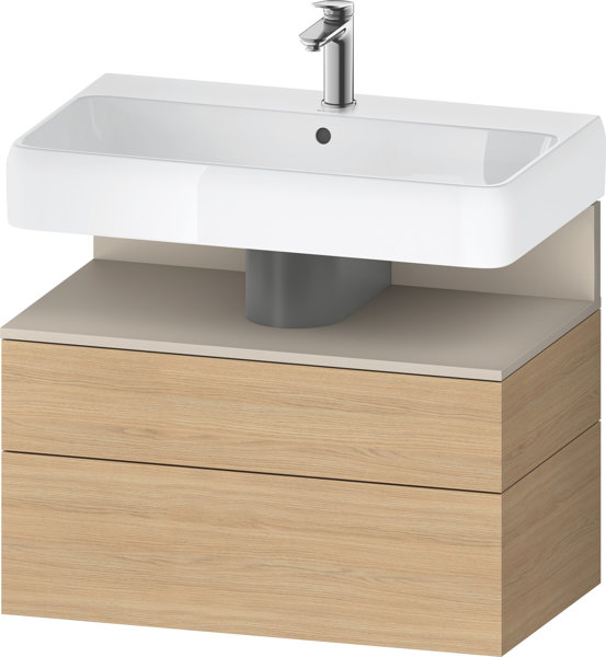 Bild von Duravit Qatego Waschtischunterbau, 1 Auszug und 1 Schublade, 790x470x590mm, Nische Taupe Supermatt, QA4394083, Farbe: Eiche Natur/mit Nischenbeleuchtung