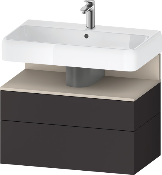 Bild von Duravit Qatego Waschtischunterbau, 1 Auszug und 1 Schublade, 790x470x590mm, Nische Taupe Supermatt, QA4394083, Farbe: Graphit Supermatt/mit Nischenbeleuchtung