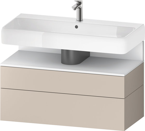 Bild von Duravit Qatego Waschtischunterbau, 1 Auszug und 1 Schublade, 990x470x590mm, Nische Weiß Matt, QA4395018, Farbe: Taupe Matt/mit Nischenbeleuchtung