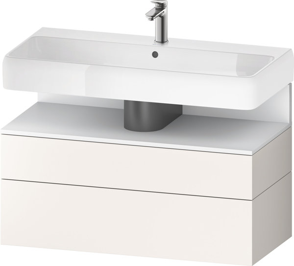 Bild von Duravit Qatego Waschtischunterbau, 1 Auszug und 1 Schublade, 990x470x590mm, Nische Weiß Matt, QA4395018, Farbe: Weiß Supermatt/mit Nischenbeleuchtung