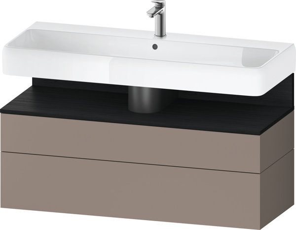 Bild von Duravit Qatego Waschtischunterbau, 1 Auszug und 1 Schublade, 1190x470x590mm, Nische Eiche Schwarz, QA4396016, Farbe: Basalt Matt/mit Nischenbeleuchtung