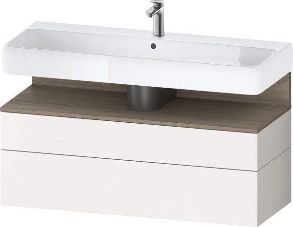 Bild von Duravit Qatego Waschtischunterbau, 1 Auszug und 1 Schublade, 1190x470x590mm, Nische Eiche Terra, QA4396035, Farbe: Weiß Supermatt/mit Nischenbeleuchtung