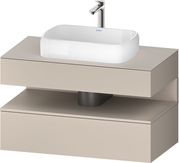 Bild von Duravit Qatego Konsolenwaschtischunterbau, 1 Auszug, 1 Schubkasten, Ausschnitt mittig, 1000x550x600mm, Nische Taupe Matt, QA4731091, Farbe: Taupe Matt