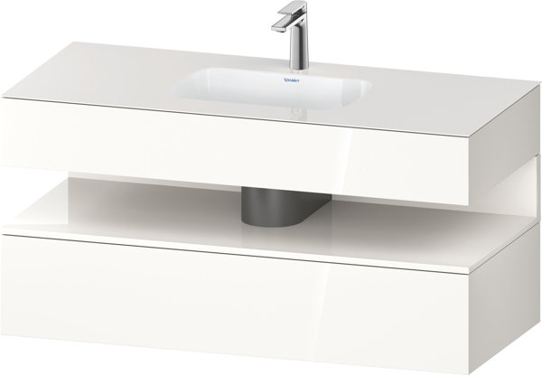 Bild von Duravit Qatego Einbauwaschtisch mit Konsolenwaschtischunterbau, 1200x550x600mm, Nische Weiß Hochglanz, QA4787022, Farbe: Weiß Hochglanz