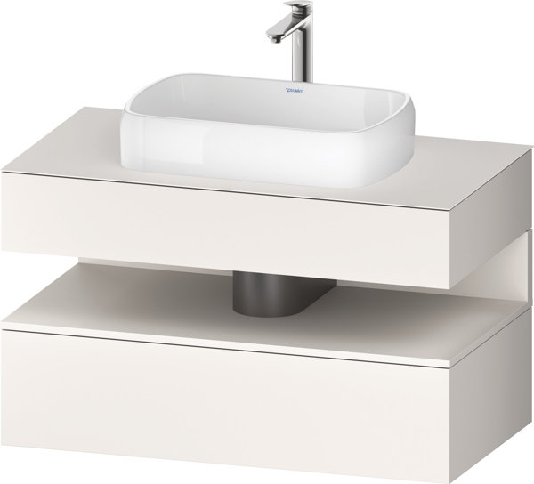 Bild von Duravit Qatego Konsolenwaschtischunterbau, 1 Auszug, 1 Schubkasten, Ausschnitt mittig, 1000x550x600mm, Nische Weiß Supermatt, QA4731084, Farbe: Weiß Supermatt/mit Nischenbeleuchtung