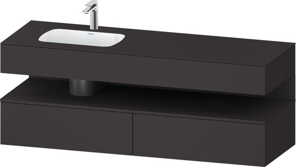Bild von Duravit Qatego Einbauwaschtisch mit Konsolenwaschtischunterbau, 1600x550x600mm, Nische Graphit Supermatt, Becken links, QA4795080, Farbe: Graphit Supermatt/mit Nischenbeleuchtung