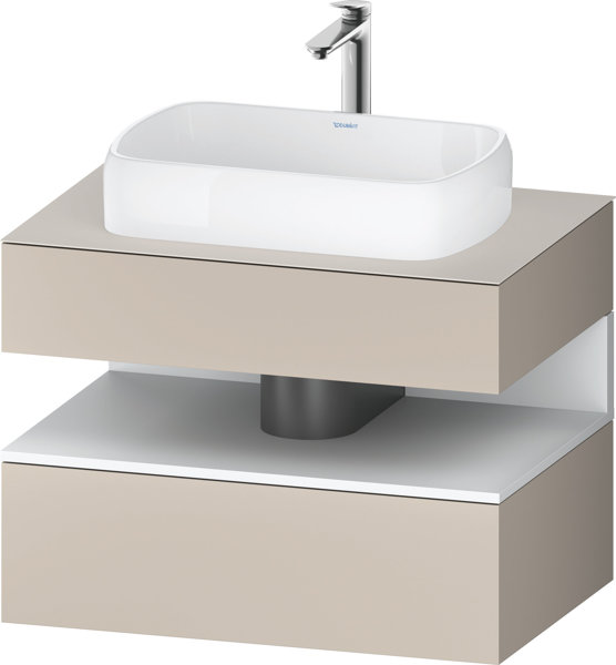 Bild von Duravit Qatego Konsolenwaschtischunterbau, 1 Auszug, 1 Schubkasten, Ausschnitt mittig, 800x550x600mm, Nische Weiß Matt, QA4730018, Farbe: Taupe Matt