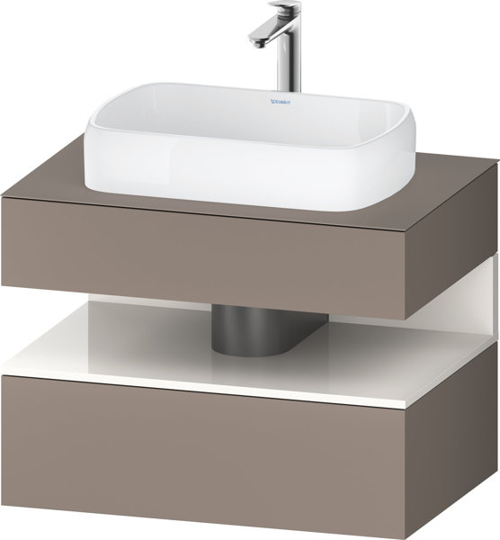 Bild von Duravit Qatego Konsolenwaschtischunterbau, 1 Auszug, 1 Schubkasten, Ausschnitt mittig, 800x550x600mm, Nische Weiß Hochglanz, QA4730022, Farbe: Basalt Matt