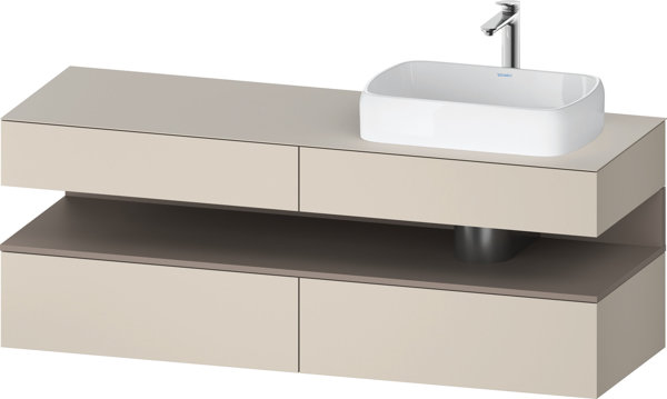 Bild von Duravit Qatego Konsolenwaschtischunterbau, 2 Auszüge, 2 Schubkästen, Ausschnitt rechts, 1600x550x600mm, Nische Basalt Matt, QA4778043, Farbe: taupe supermatt